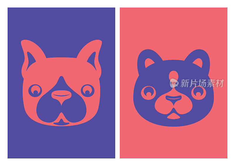dog and cat heads icons